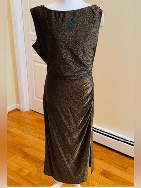 Anne Klein Shimmering BlackGold  Maxi Dress NWT